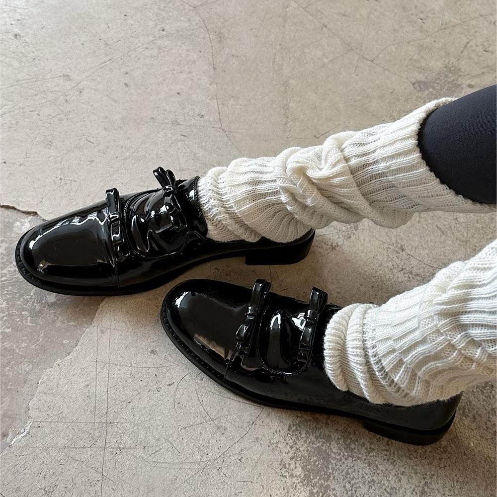 

2025 new leather bow small leather shoes women s French wear Mary Jane shoes retro versatile single shoes loafers 35