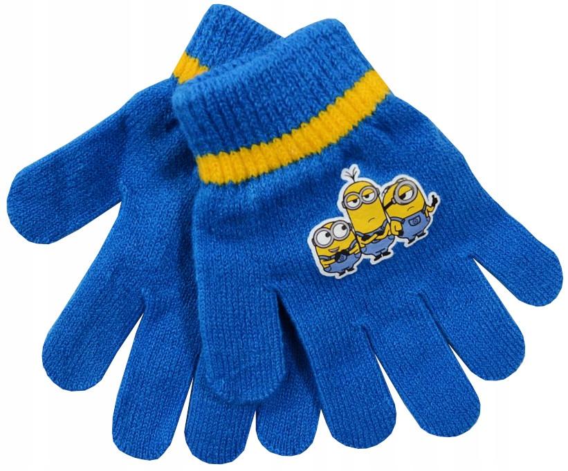 Children' five-finger gloves MINIONS blue knit D095L