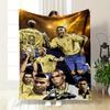 Dynamic Illustrations of a Soccer Player In Yellow Jersey with No. 9. for All Seasons Blanket Lunch Break Throw Gift