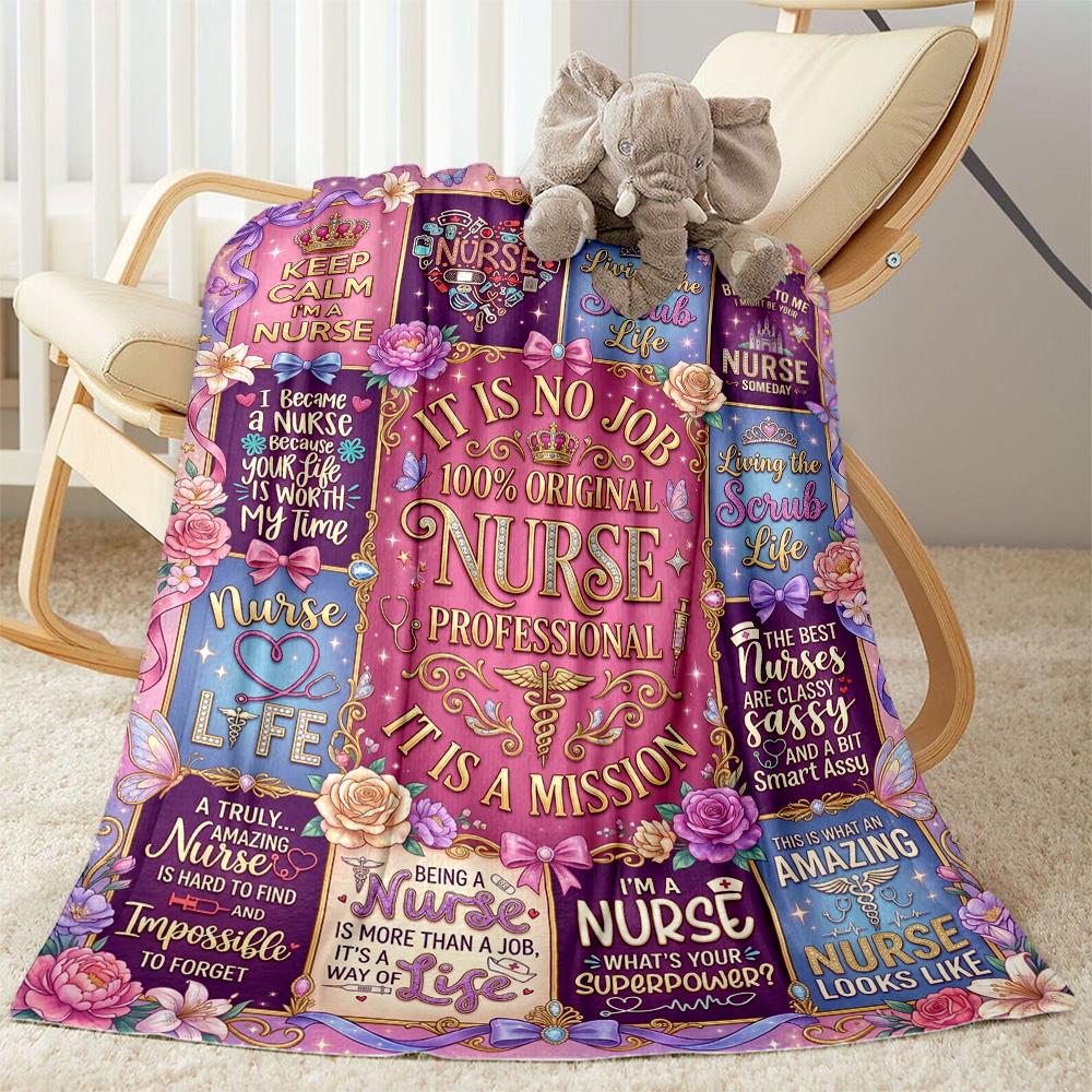 Nurse Humor Quotes Blanket Warmthful Decor Perfect for Livingroom Sofa Office Four Seasons Multipurpose Stylish Decor