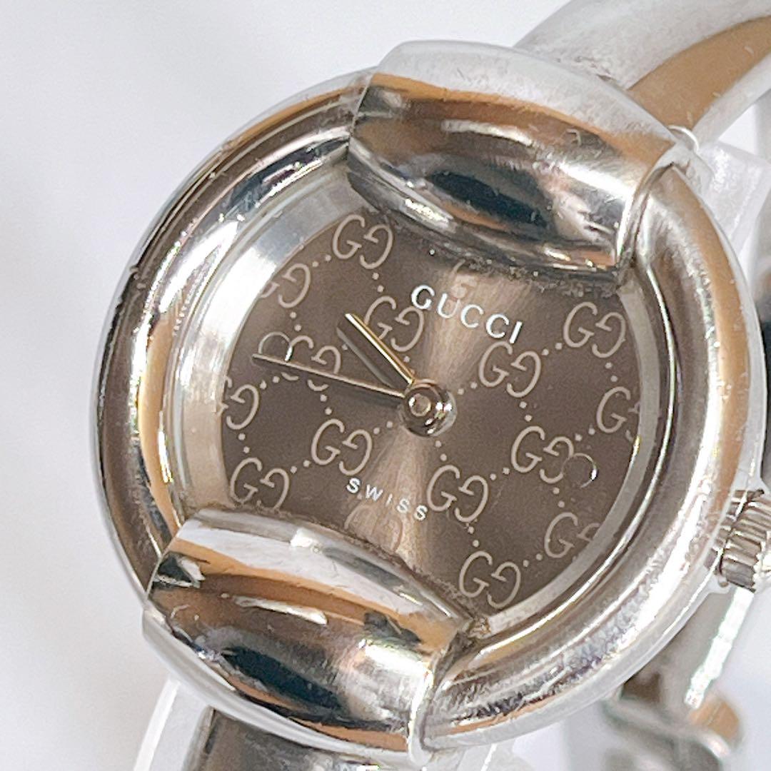 

USED GUCCI 1400L Ladies Wristwatch GG Brown Silver GG