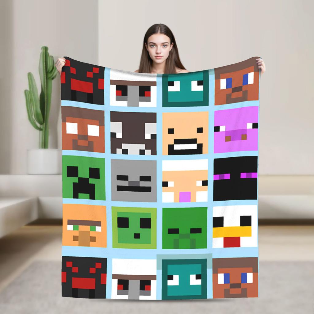 Pig Pixel Game Blanket Quality Warm Soft  Throw Blanket Winter Picnic Couch Chair Sofa Bed Novelty Bedspread