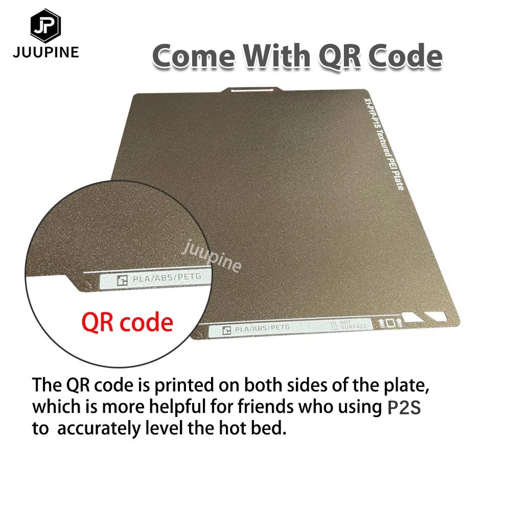 Für Bambu Lab P2S Bauplatte QR-Code Texturiertes PEI Bett Verdickt Doppelseitiges PEI Federstahlblech für Bambu Lab P2S Bauplatte