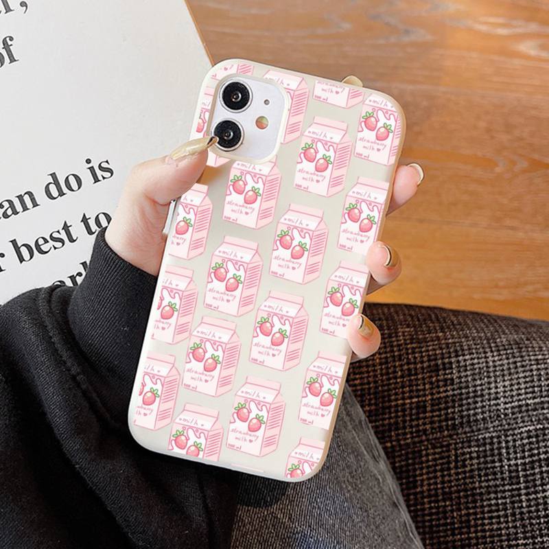Peach strawberry Phone Case Soft Solid Color for iPhone 11 12 13 mini pro XS MAX 8 7 6 6S Plus X XR