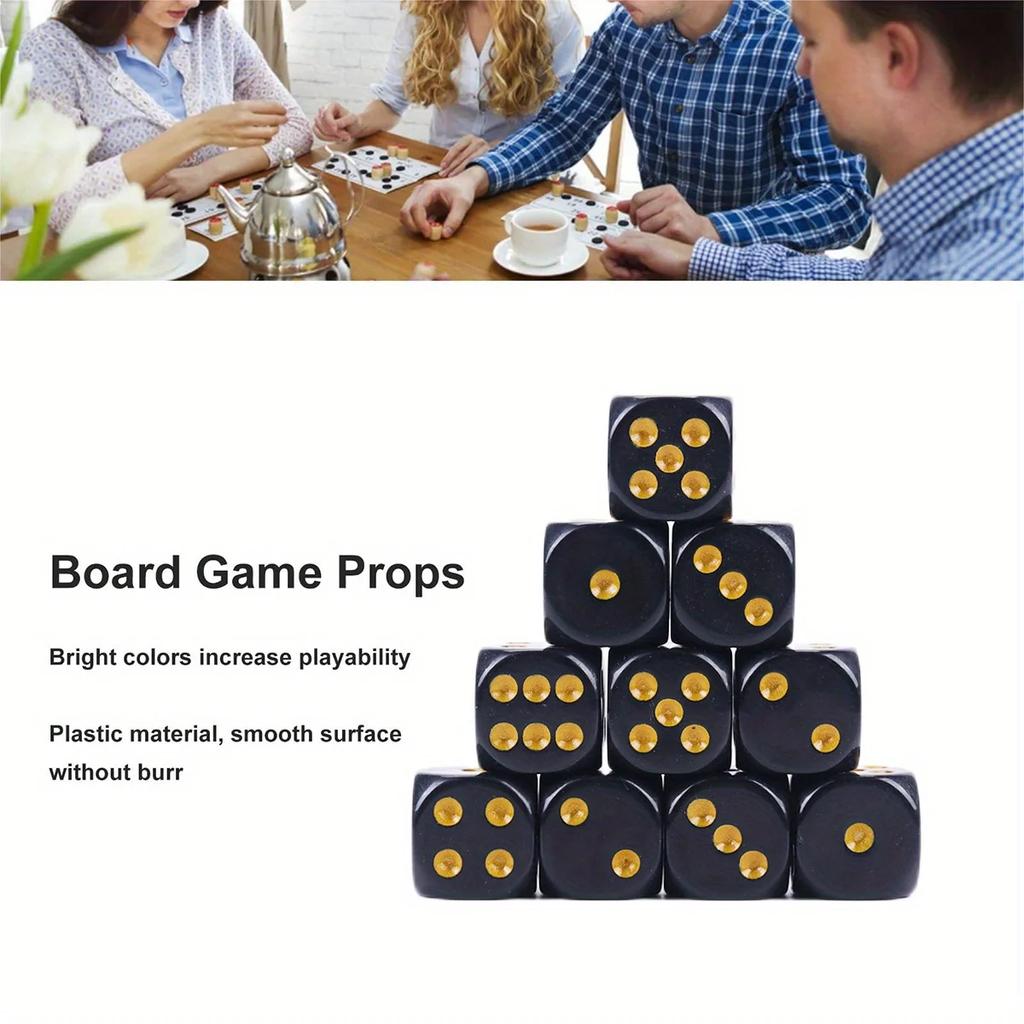 10 Pieces Round Corner Dice With Gold Dots For Tabletop Games, Parties, And Gatherings, Halloween/Thanksgiving/Christmas Gifts