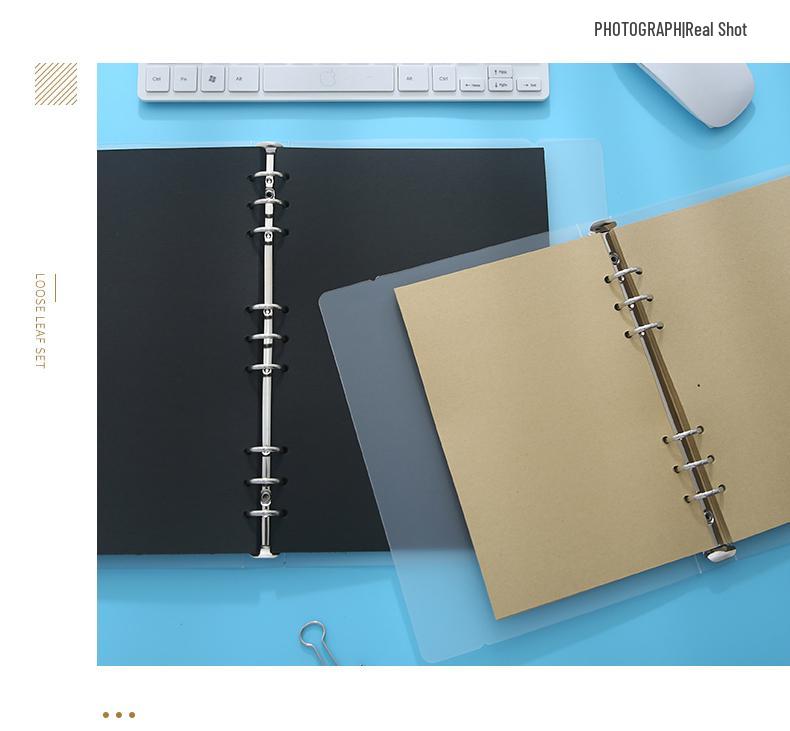 B5 DIY Notizbuch mit losen Blättern, schwarzem Papier und dicken leeren schwarzen Kartonseiten