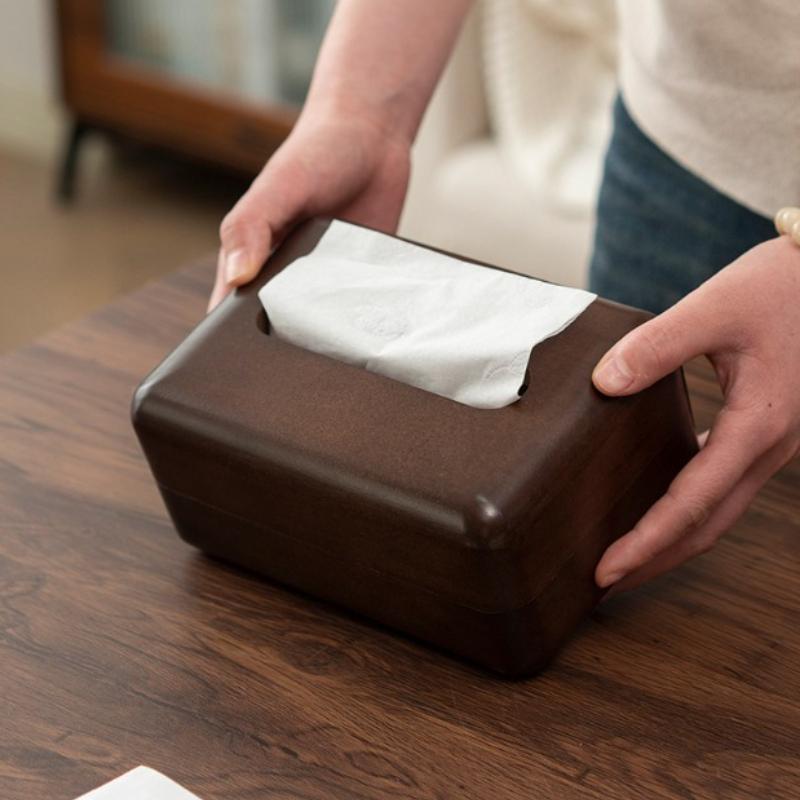 Black Walnut Wooden Tissue Box with Removable Lid, Elegant Desktop Organizer for Home & Hotel, Magnetic Cover Dust-Proof Design