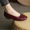 Round Head Bow Small Leather Shoes Shallow Mouth Single Shoes Flat Bottom Simple Casual Fashion Women's Board Shoes Mother Shoes