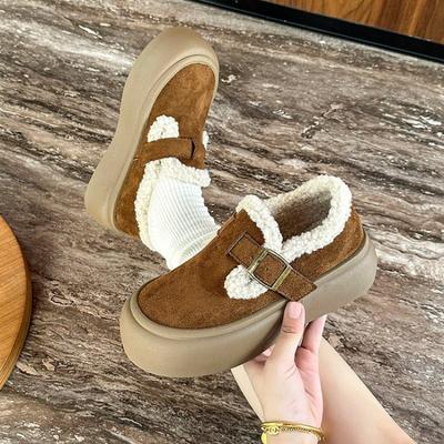 Thick-soled Women's Autumn and Winter New Velvet All-inclusive Snow Cotton Shoes, One Pedal, Loafers