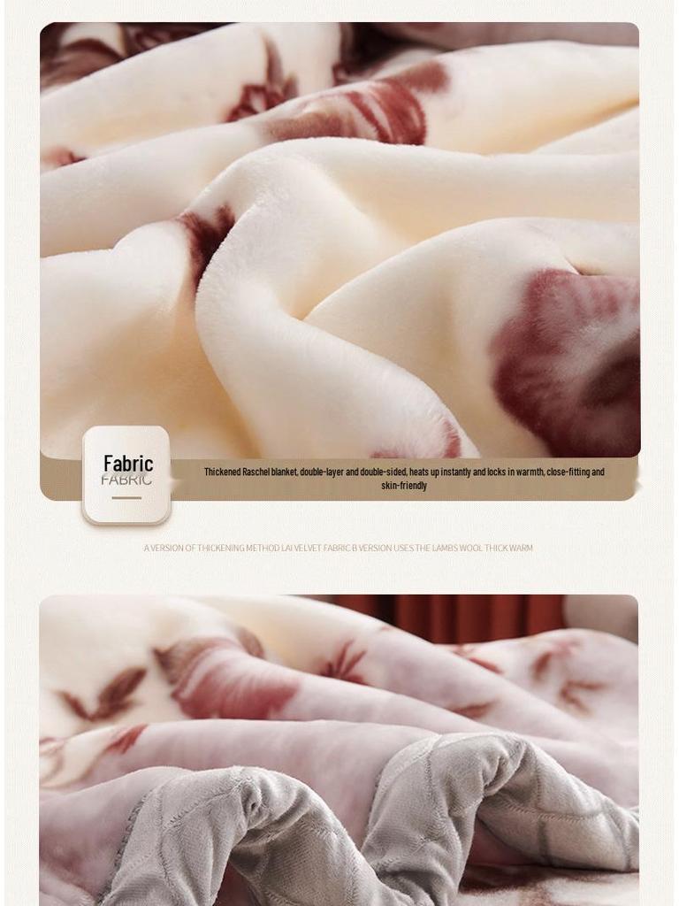 Raschel Plush Thickened Autumn/Winter Blanket - Warm Coral Fleece Quilt for Dorms & Beds