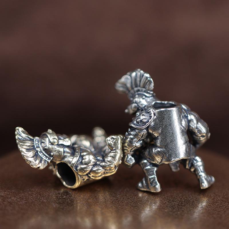 Orc Warrior Figurine Brass Knife Beads EDC DIY Paracord Woven Bracelets Lanyard Pendants Accessories Outdoor Tool Hangings