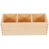 Pine Wood Pen Holder Desktop Organizer with Compartment Design for Stationery Cosmetics Makeup Brushes Lipsticks Nail Polishes