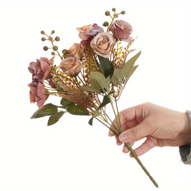 1Pc Artificial Flowers French Rose Small Bunch Flowers for Outdoor Patio Garden Wedding Home Decor Accessories