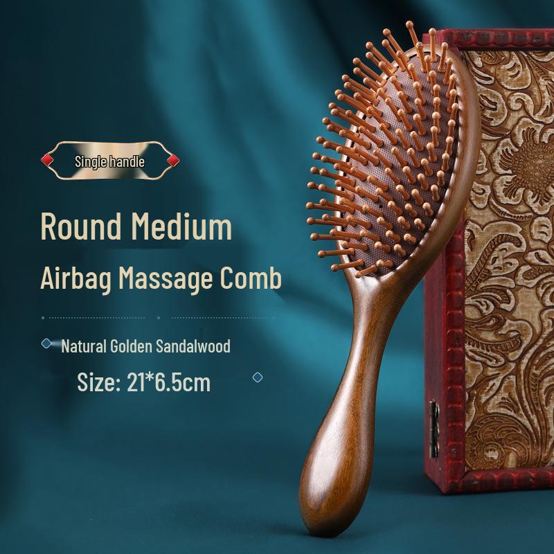 

Расческа с воздушной подушкой из золотого сандала - Массажная расческа для меридианов с индивидуальной гравировкой в подарочной коробке