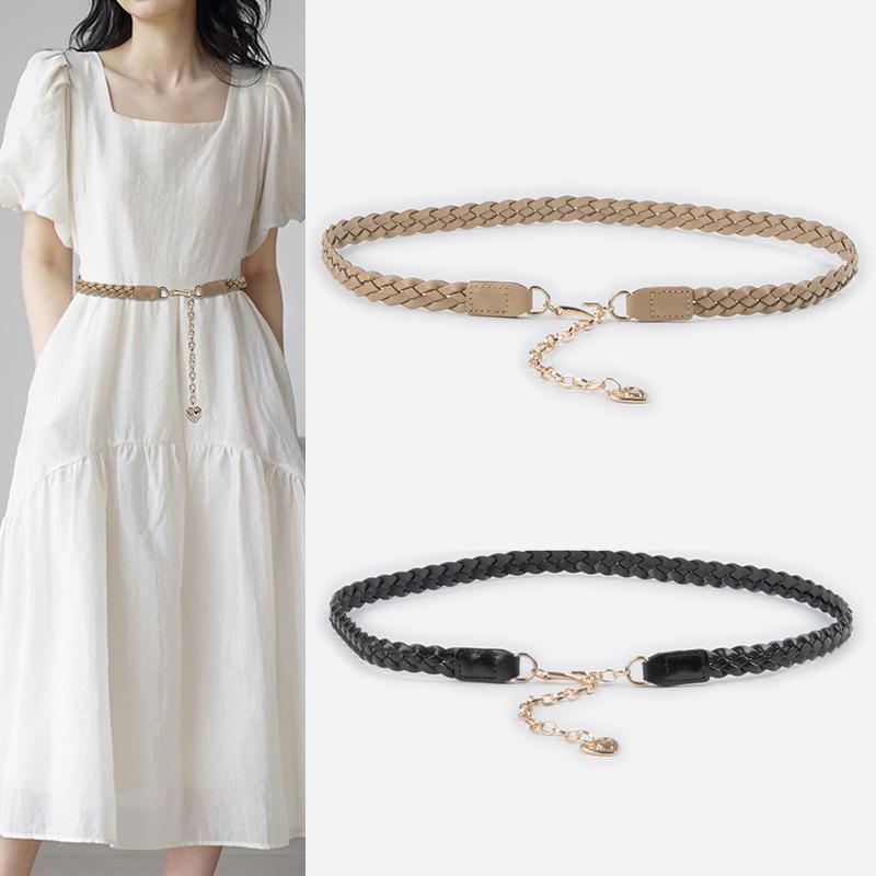 Woven Retro Women's Belt with Sweater Skirt Jeans Women's Belt Women's Belt Non-porous Belt