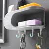 MENGNI Drainer Soap Dish for Bathroom Multifunction Soap Holder with Hooks Organizer Punch-free Storage Box Bathroom Accessories