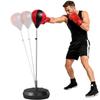 Freestanding Punching Bag, Height-Adjustable 126-144 cm, Gloves, Pump, Black and Red