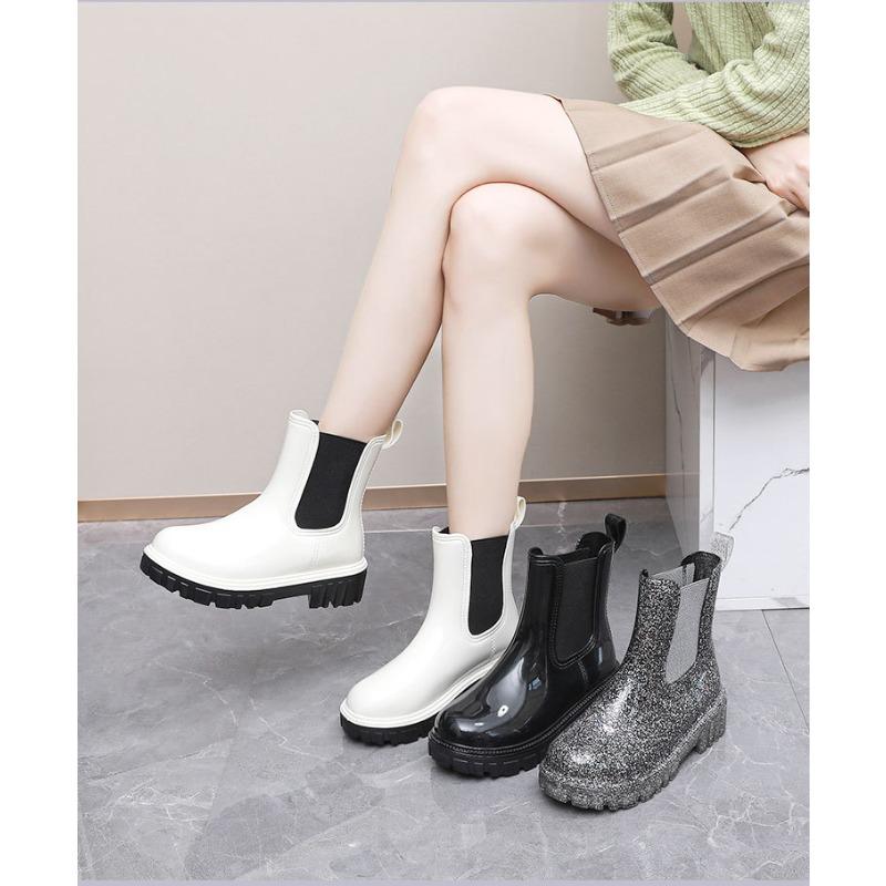 Fashion Colorful Women's Rain Boots Comfortable Height-increasing Platform Shoes Waterproof Non-slip Rain Boots Large Size 36-42