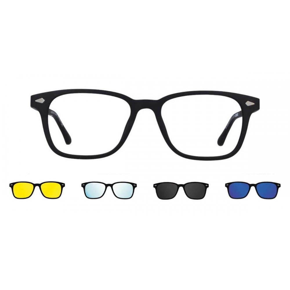 

Clip On SqUare Black SmartbUy collectiOn Lars With Clip On FoUr Set U 0300 02m fashiOn Unisex Eyeglasses Black/54-18-145