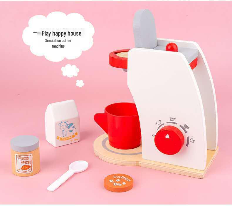 Wooden European-Style Play Kitchen Utensils Set for Kids кофемашины