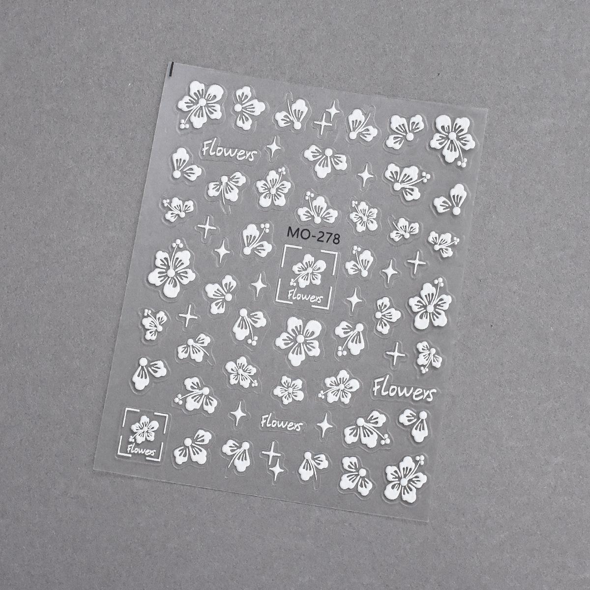 Embossed Semi-Transparent Floral Nail Stickers - Pure Desire Style in Pink & Purple
