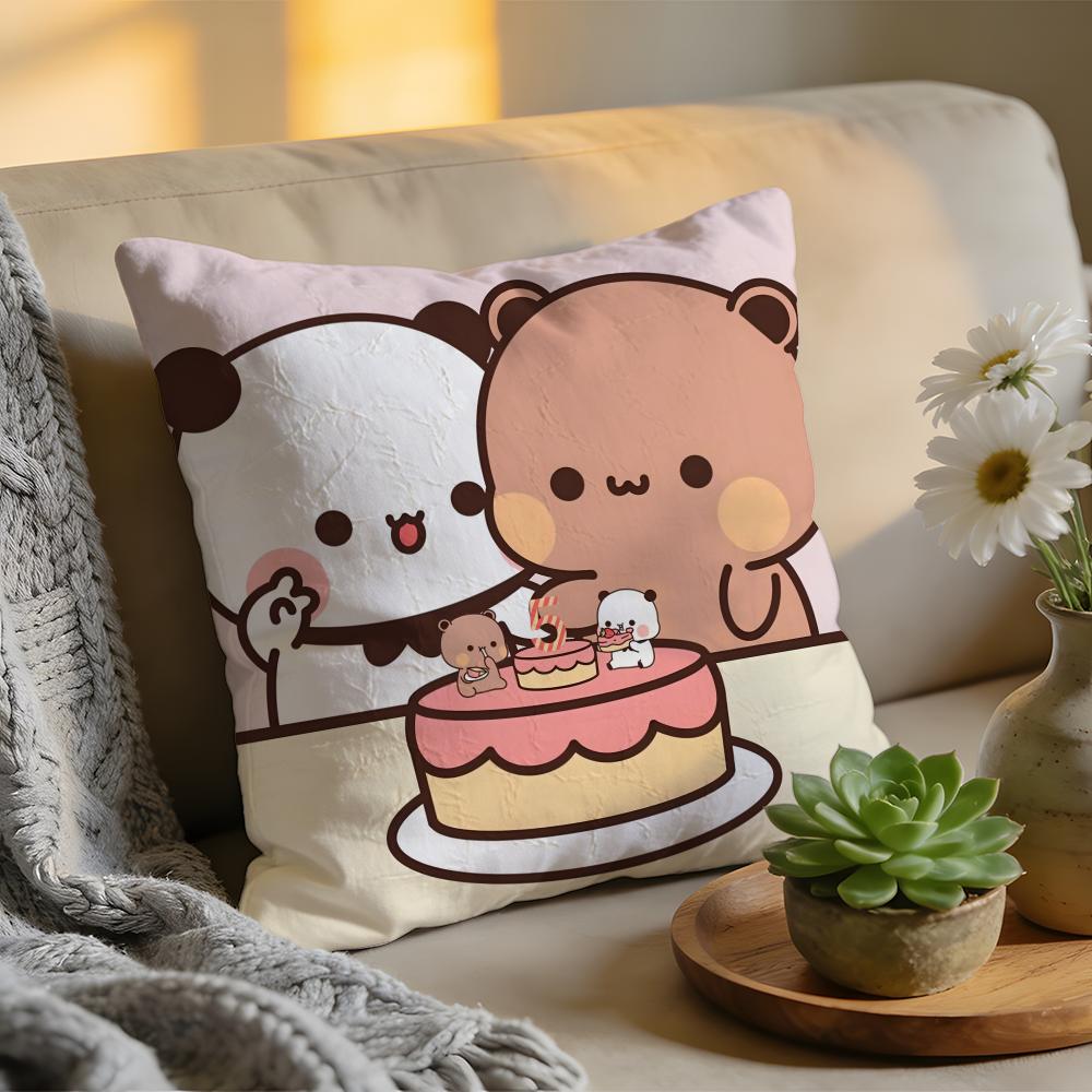 Panda BBubu DDudu Cushion Cover Washed Linen Soft Breathable Decorative Case For Sofa Home Pillow Cover
