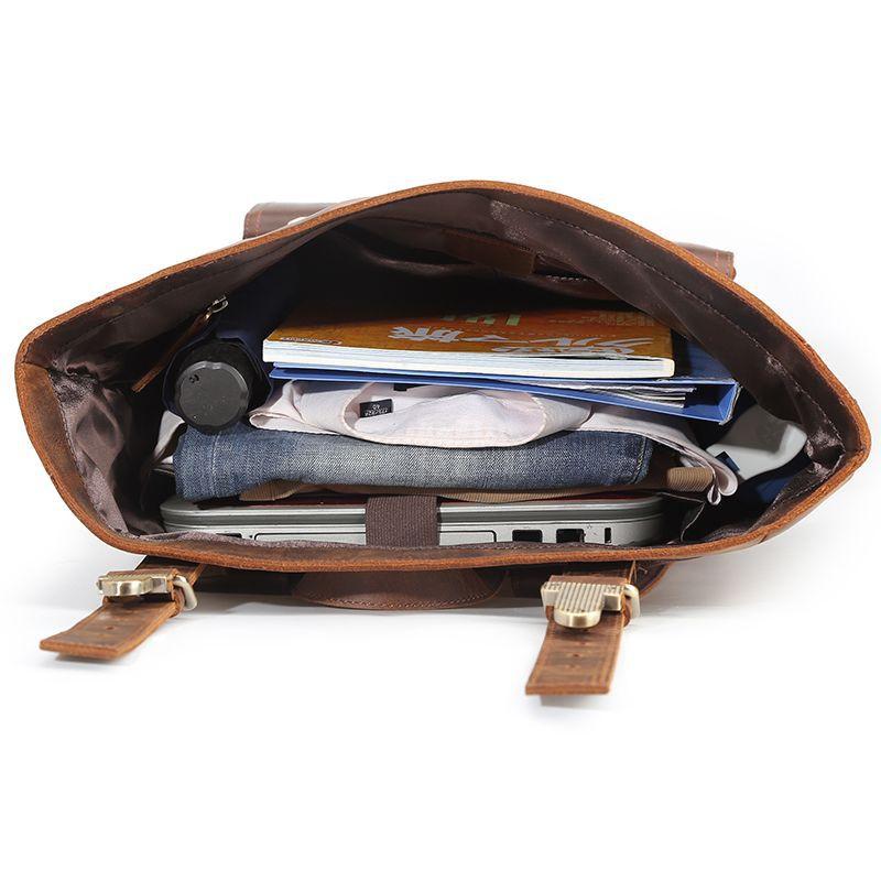 Crazy Horse Genuine Leather Backpack for Men 17" Laptop Daypack Large Capacity Male Travel Tote Bag Vintage School Shoulder Bag