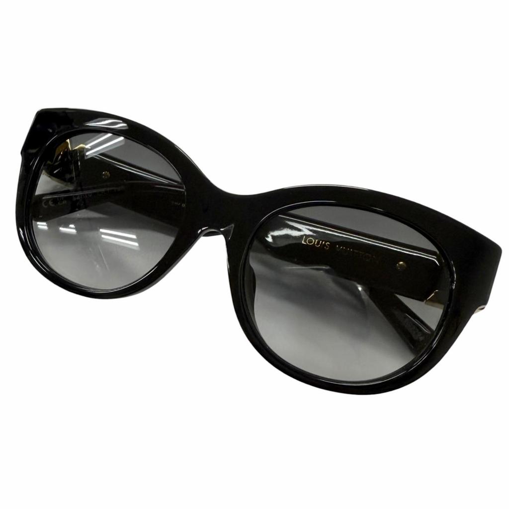 Excellent LOUIS VUITTON LV GO-14 Round Sunglasses Black Women Z2378E Used