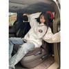 American trendy brand fun cat hooded sweater male and female loose student cute velvet jacket