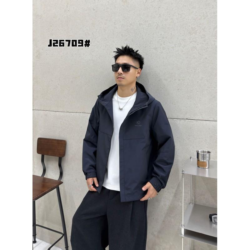 Mens Hooded Cargo Jacket Casual Solid Outerwear Windbreaker Hiking Coat