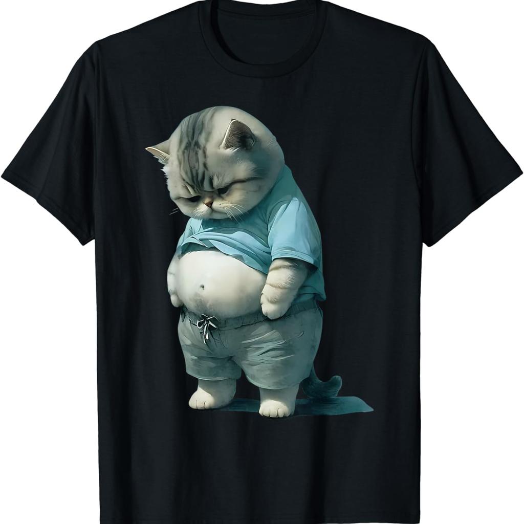 Купить Милая забавная футболка с толстым котом, художественный дизайн ...