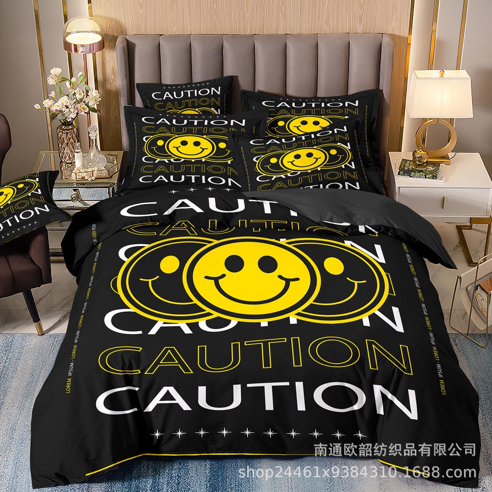 

Hot-Selling 3D Digital Printing Hip-Hop Graffiti Smiley Face Bedding Pillowcase Duvet Cover Three-Piece Set quilt cover 70 * 133 2pcs
