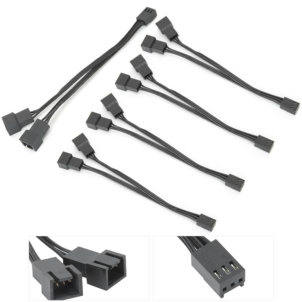 5pcs Fan Splitter Cable 1 To 2 Converter 3pin Fan Splitter Extension Power Cable
