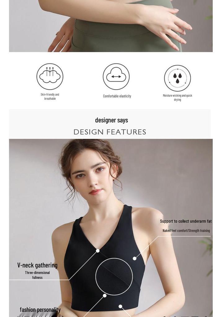 Plus Size Cross-Back Shockproof Sports Yoga Bra with Underarm Slimming Fit