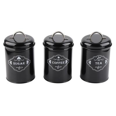 Set di 3 Barattoli Neri Ermetici Organizzatore per Conservazione Casa Cucina Lattine Sigillate Scatola Forniture per Pasticceria