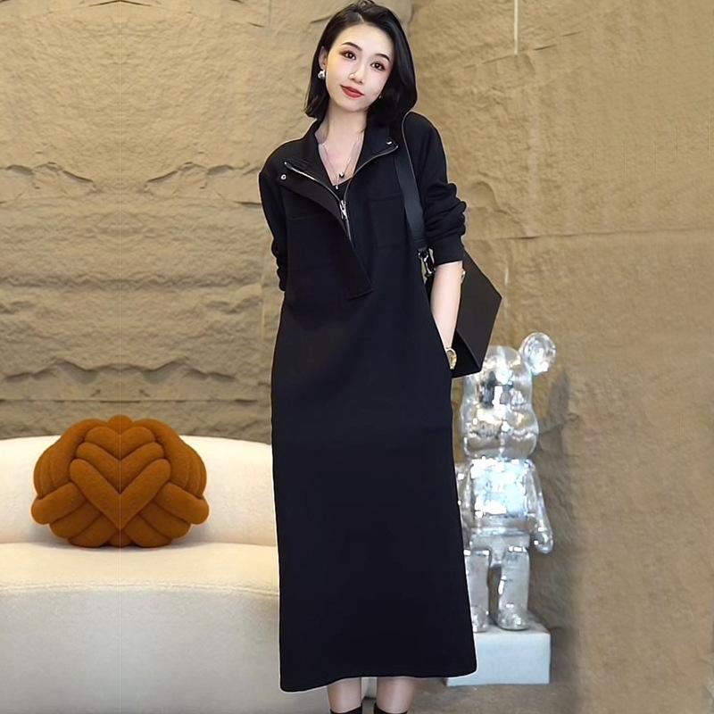 Lazy Style Leisure Dress for Womens Autumn Clothes Updated Mothers Large Size Stylishable Age-reducing Sweatshirt Long Skirt