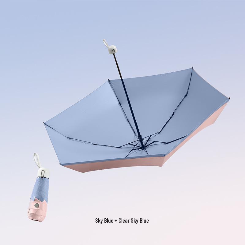 Ultralight Five-Fold Pocket Umbrella: Mini Black Glue Sunshade for Rain or Shine