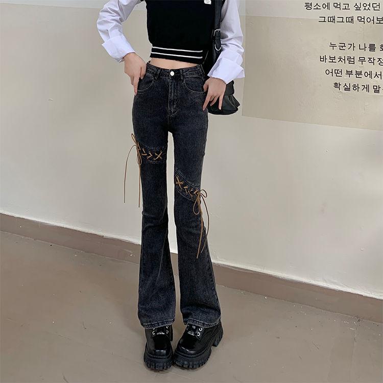 

2023 Модные прямые джинсовые женские повседневные брюки большого размера с высокой талией 5XL чёрный