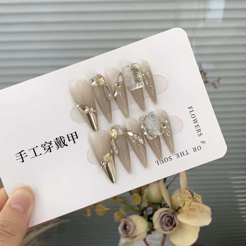 Handmade Hot-shot Long-tip Patch Aurora Magic Mirror Bottom Square Diamond Platinum Princess