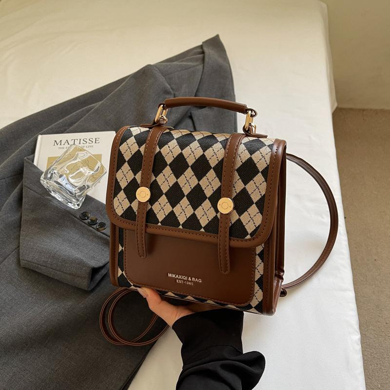 

Ретро контрастный цвет модная студенческая сумка трендовый повседневный рюкзак нишевая сумка-мессенджер женская сумка