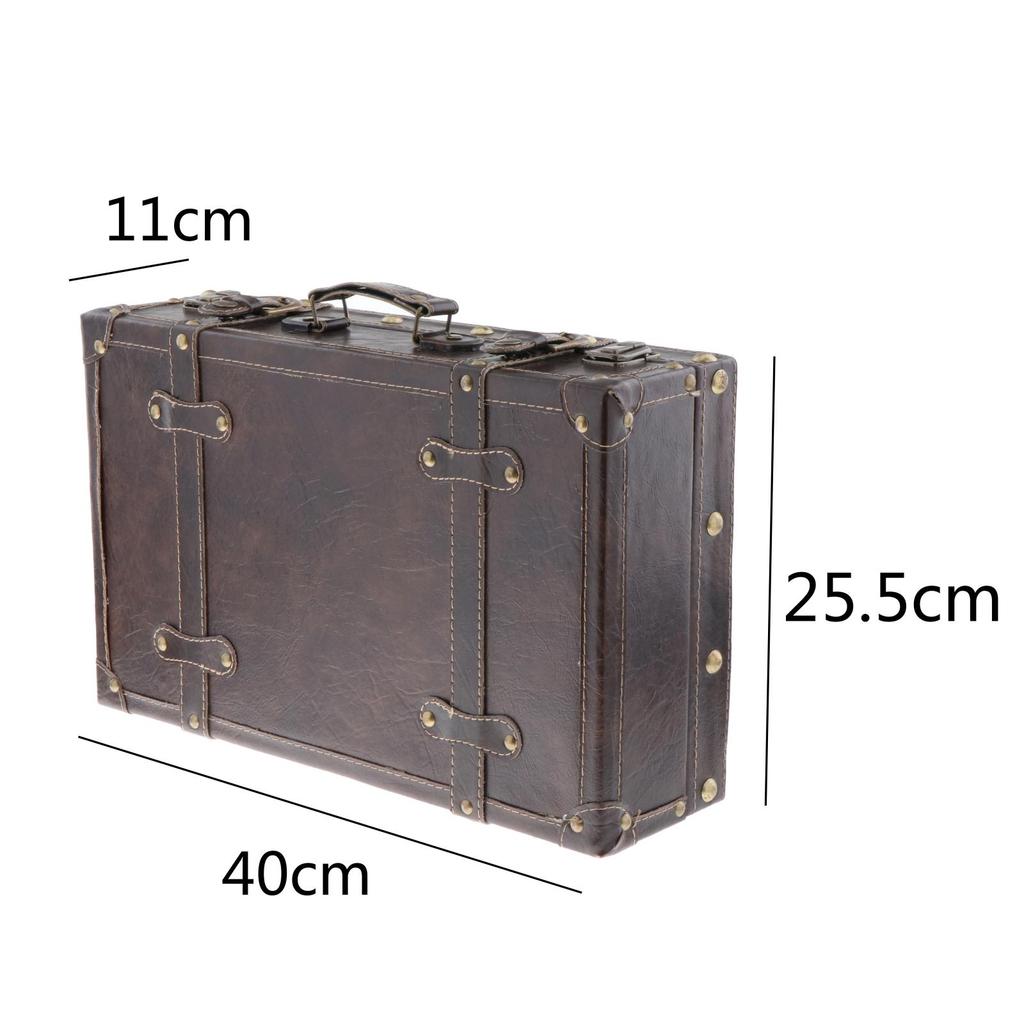 Leatner Suitcase British Decorative Travel Luggage Case Storage Box with Lock Wedding Decorations
