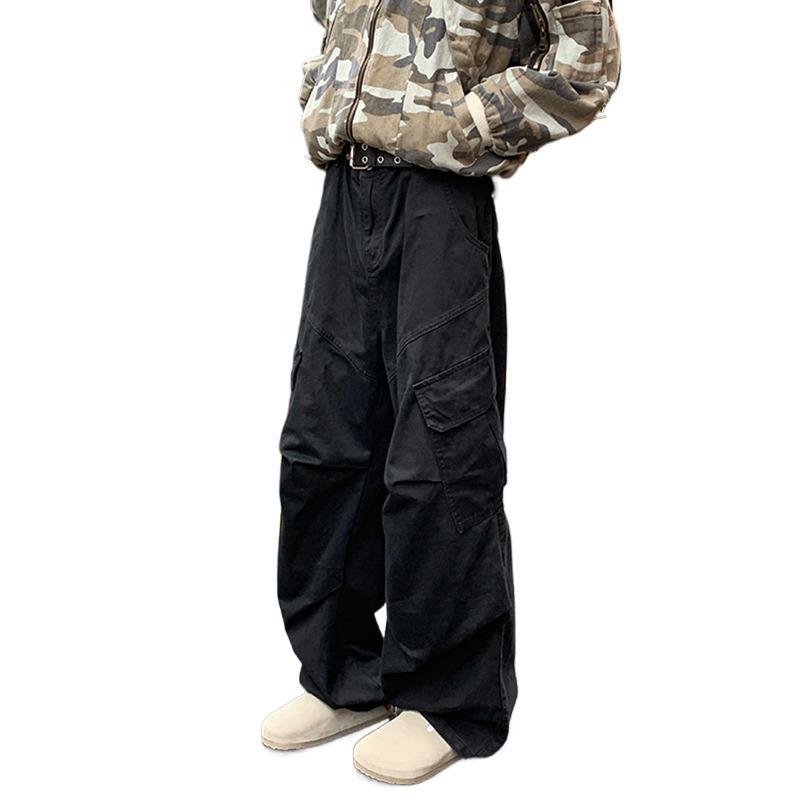 Spring Big Pocket Men's Cargo Pants Japanese Y2k Harajuku Loose Straight Wide Leg Trousers Baggy Pants Man Hip Hop Sweatpants