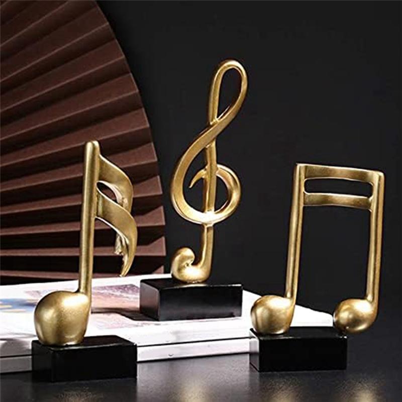 3PCS Music Note Decor Musical Sculpture Statue Resin Music Note Figurine For Home Piano Gifts Resin Ornaments