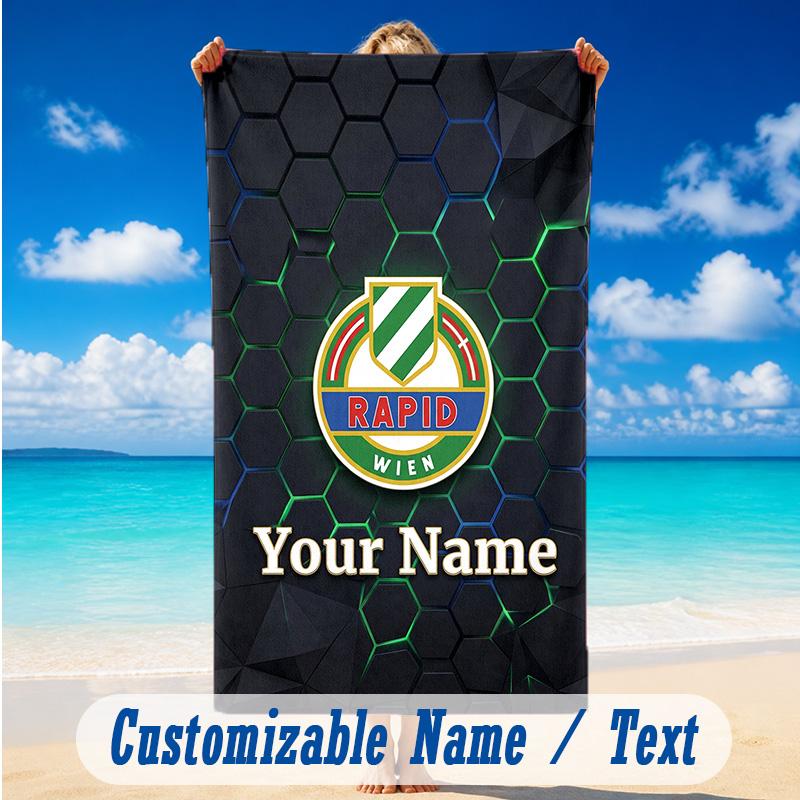Beach Towel Custom Name Text, Quick Dry Large Towel For Beach HomeRapid Wien FC