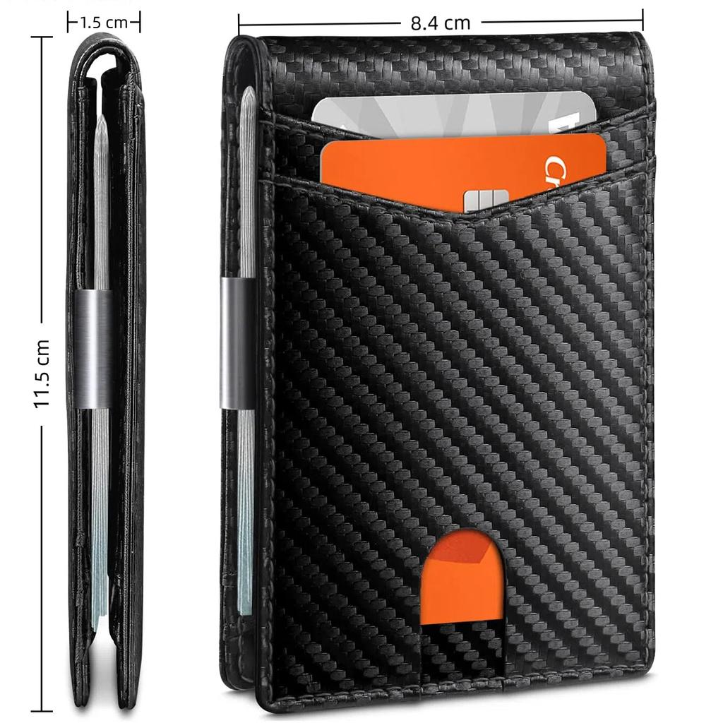 Minimalist Men's RFID Blocking Multi-functional Ultra-thin 12-card Wallet, Front Pocket Bi-fold Solid Color Portable Card Holder