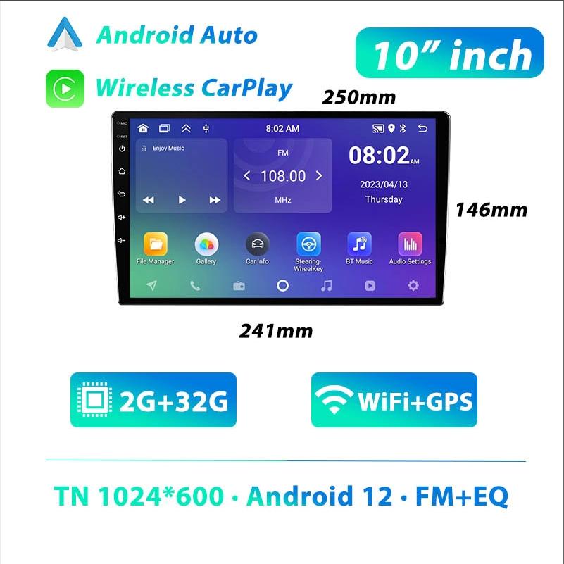 For 2 Din Android 12 Multimedia Video Player  10"/9"/7 " Universal WIFI GPS Android Car Radio CarPlay Android Auto Car Stereo