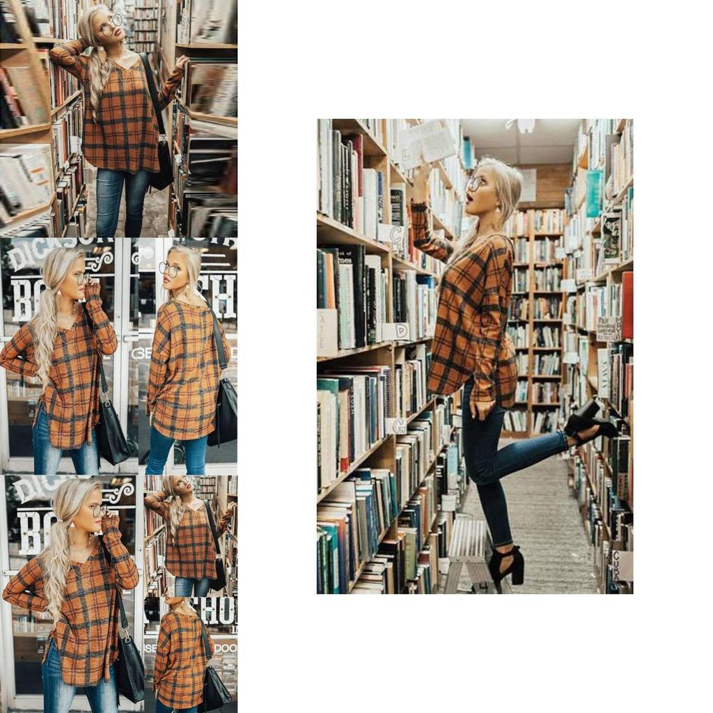 Vintage Plaid Shirt For Women With Polyester Blend Long Sleeve Casual Style