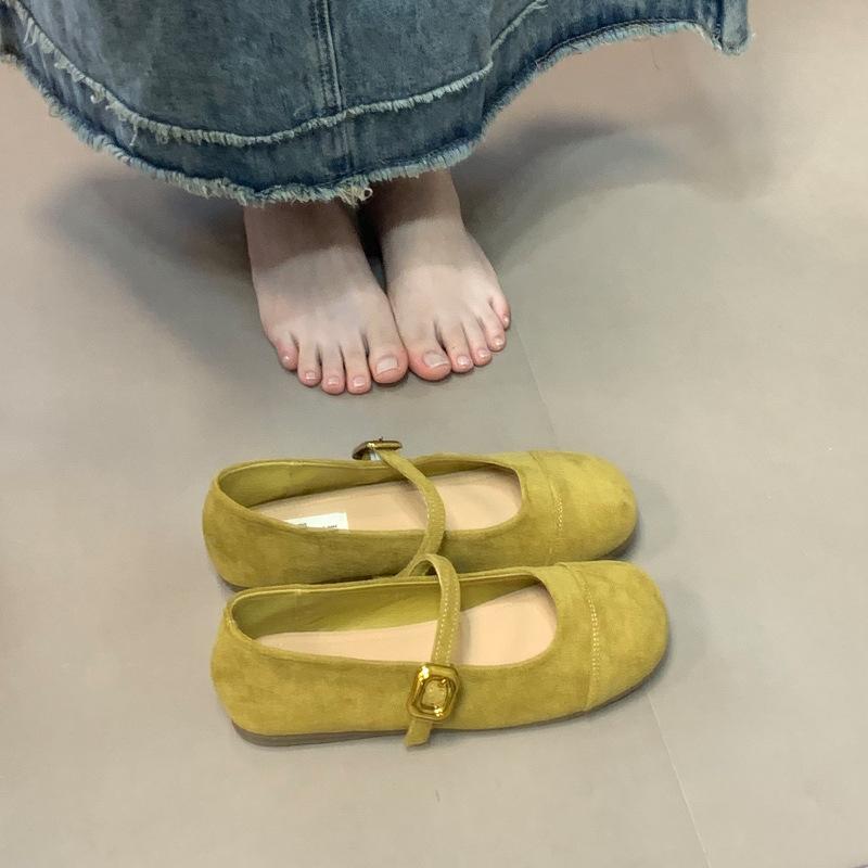 French flat-bottomed shallow mouth Mary Jane single shoes women's 2025 new summer Korean version ballet gentle evening shoes Doudou shoes