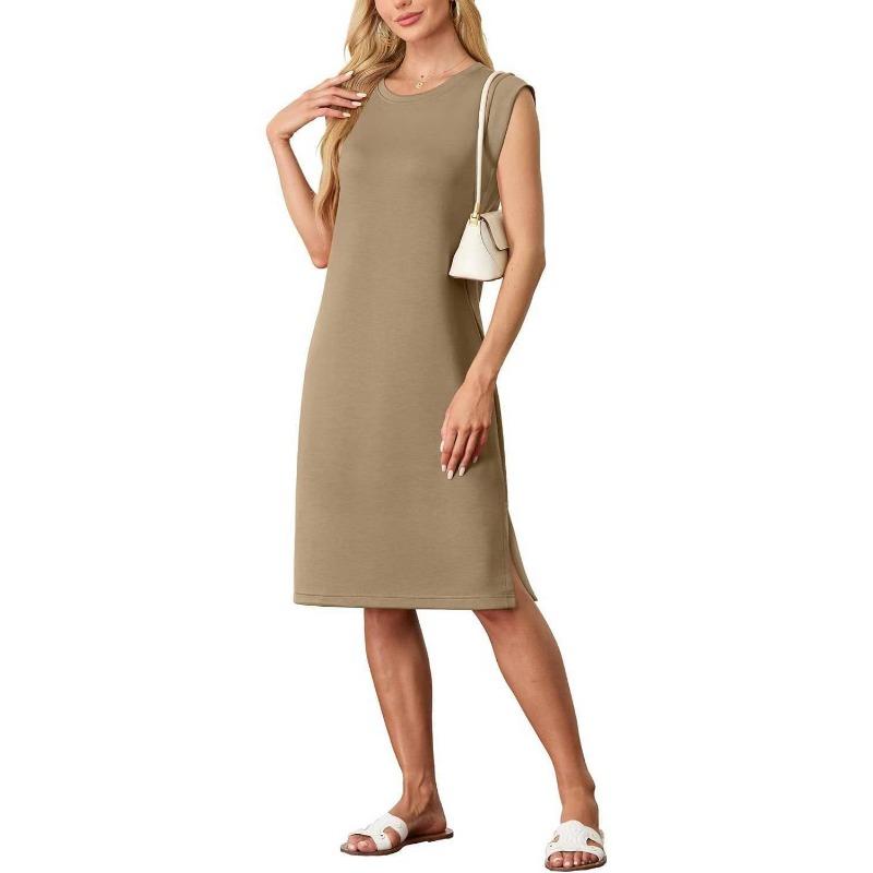 Spring/summer Women's Fashion Round Neck Sleeveless Split Pocket Dress