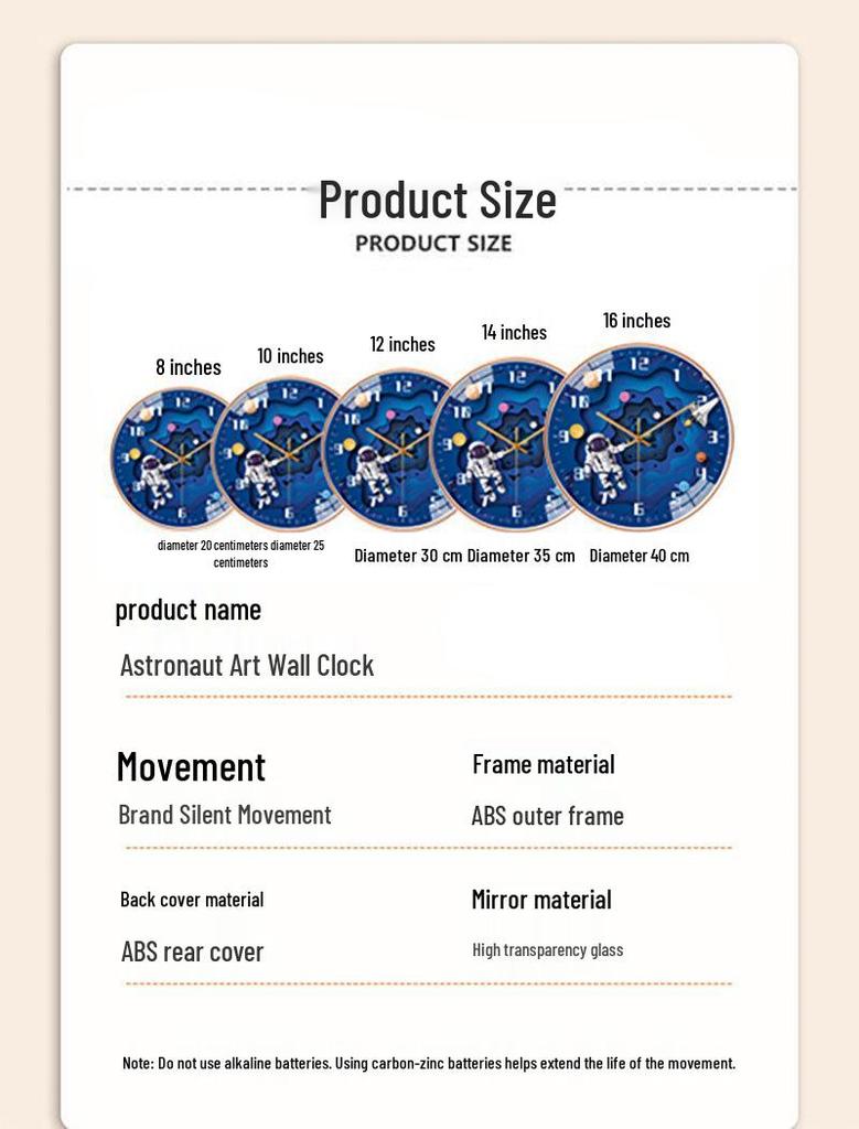 Creative Astronaut Children's Silent Wall Clock: Ideal for Bedrooms & Living Rooms
